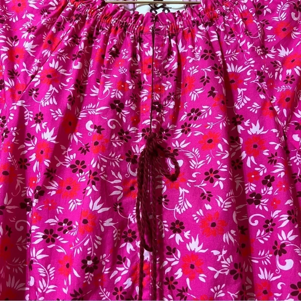 Figue | Bella Dress Tiered Popover Mini Dress Smocked Sleeve Pink Floral Size S - Picture 7 of 15